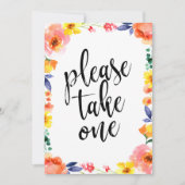 Please Take One Affordable Floral Wedding Sign (Front)