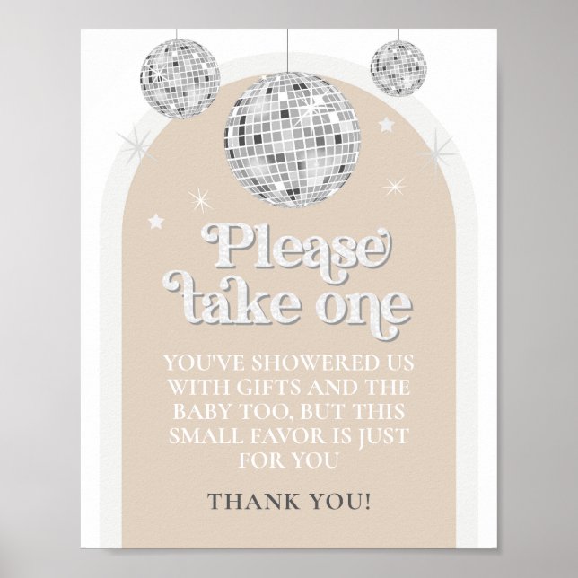 Please take one favor Sign Disco Ball Baby Shower (Front)