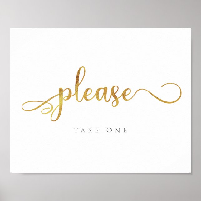 Please take one | Favors Gold Trendy Wedding Sign (Front)