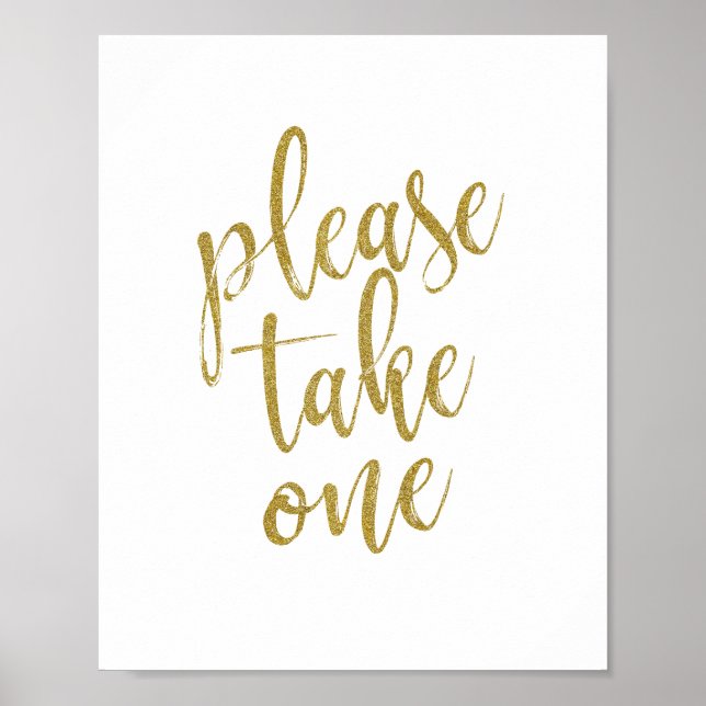 Please Take One Glitter 8x10 Wedding Sign (Front)