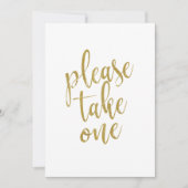 Please Take One Gold Affordable Wedding Sign (Front)