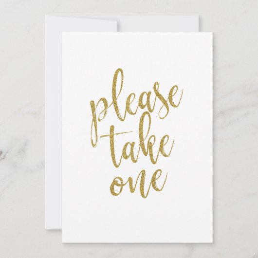 Please Take One Gold Affordable Wedding Sign (Front)