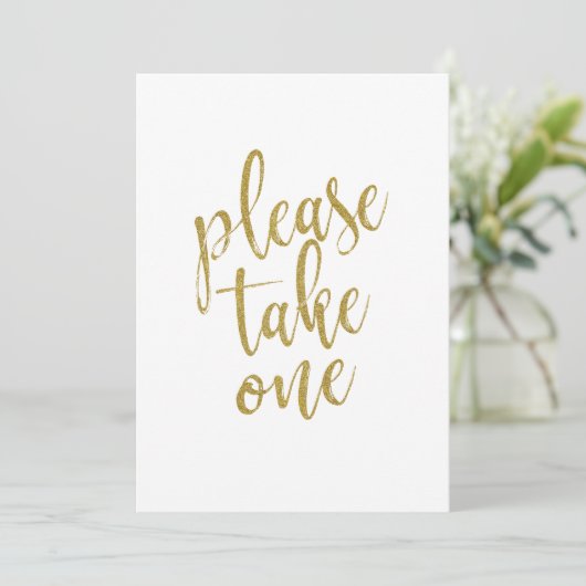 Please Take One Gold Affordable Wedding Sign (Standing Front)