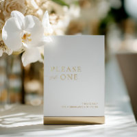 Please Take One Minimalist Wedding Favor Foil Sign