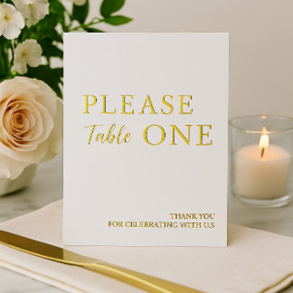 Please Take One Minimalist Wedding Favor Foil Sign Holiday Card