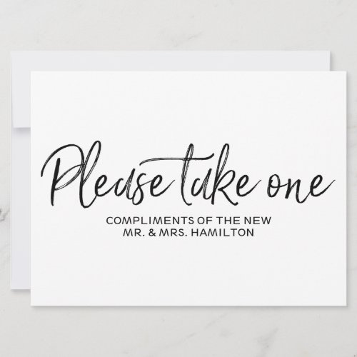 Please take one Wedding Favors Lettered Sign Invitation