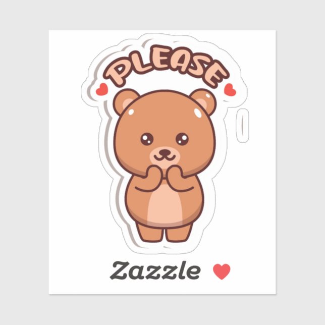 Please Teddy Bear Sticker (Sheet)