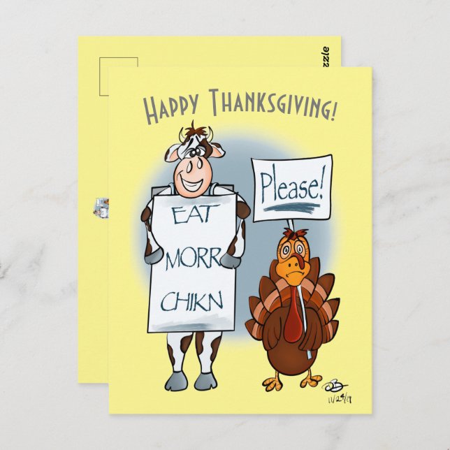 Please Thanksgiving Day Yellow Post Card (Front/Back)