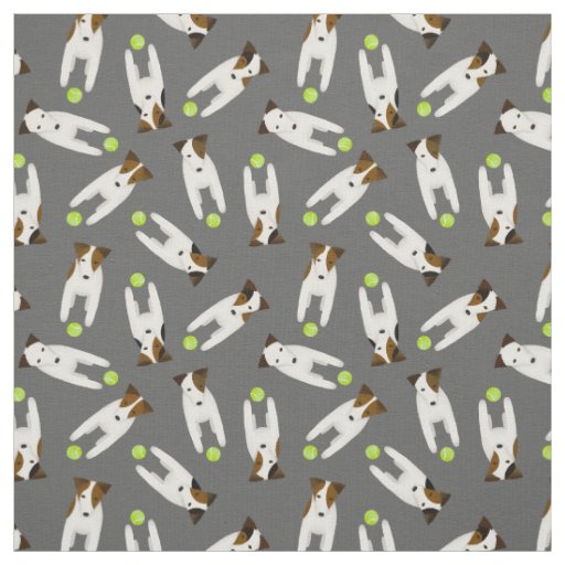 please throw my ball Jack Russell pattern cute dog Fabric