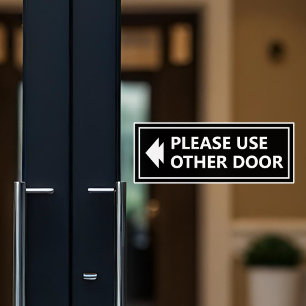 Please Use Other Door Sign With Arrow Black Sticker