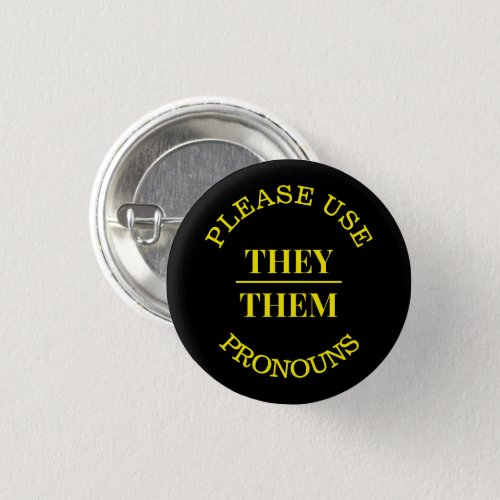 Please Use THEYTHEM Pronouns Black Simple Button
