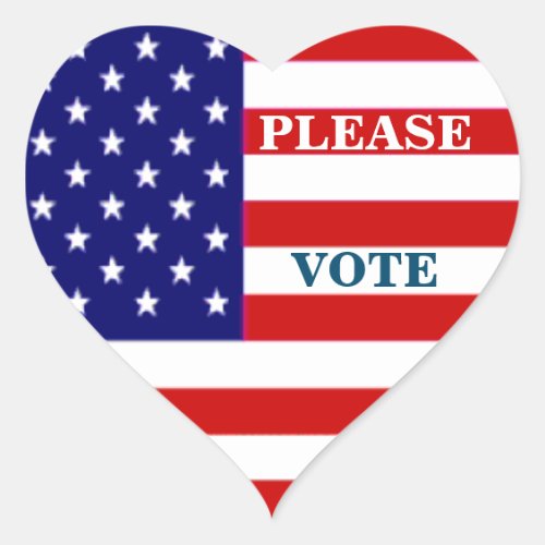 Please Vote American Flag Heart Beautiful Stickers