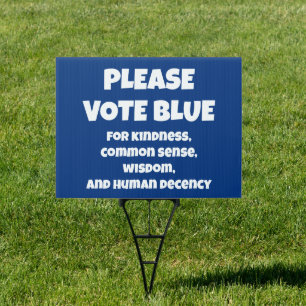 Please Vote Blue Yard Sign