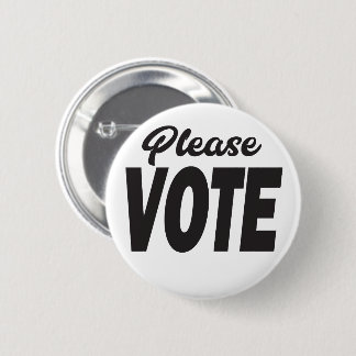 Please Vote simple black and white Button