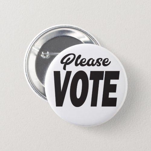 Please Vote simple black and white Button