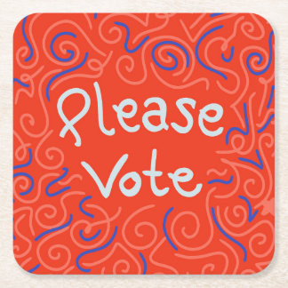 Please Vote Square Paper Coaster