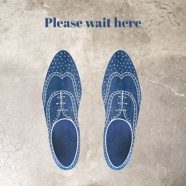 Please Wait Here Footprint Floor Decals (Insitu)