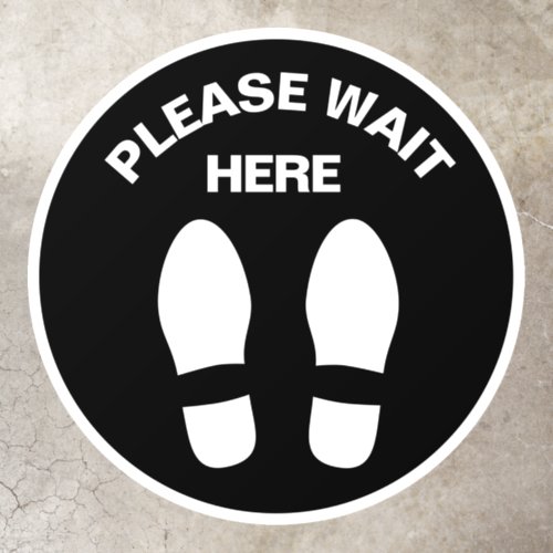 please wait here footprints floor decals