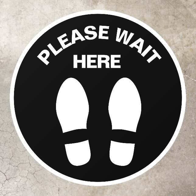 please wait here footprints floor decals (Insitu)