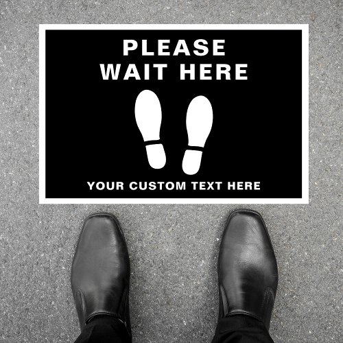 Please Wait Here Shoe Print Black Floor Decals