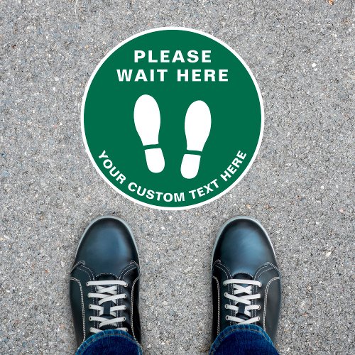 Please Wait Here Shoe Print Green Floor Decals