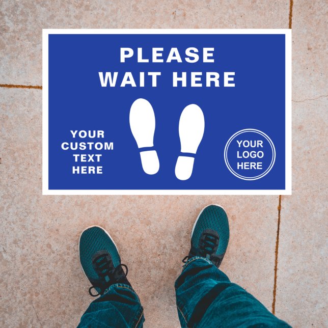 Please Wait Here Shoe Print Logo Blue Floor Decals (Creator Uploaded)