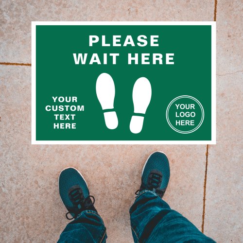 Please Wait Here Shoe Print Logo Green Floor Decals