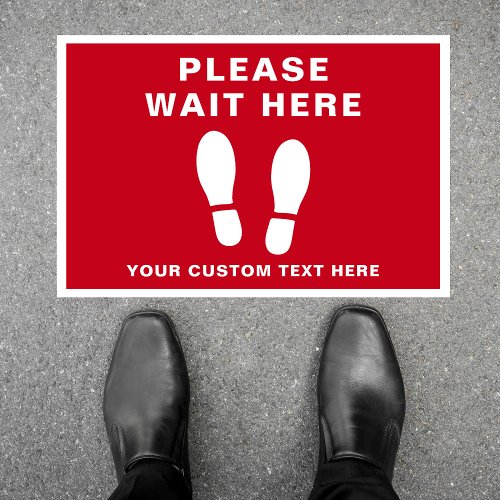 Please Wait Here Shoe Print Red Floor Decals