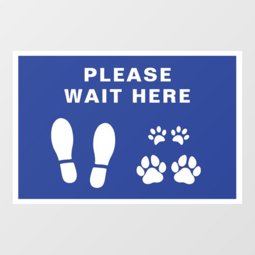 Please Wait Here Veterinary Blue Floor Decals