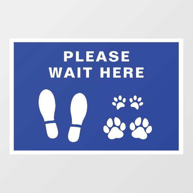 Please Wait Here Veterinary Blue Floor Decals (Front)