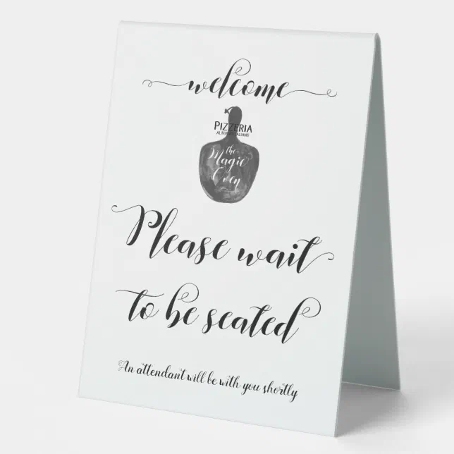 Please Wait To Be Seated Custom Logo Sign | Zazzle