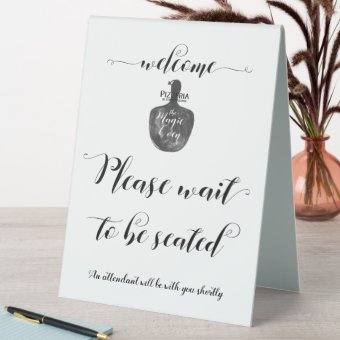 Please Wait To Be Seated Custom Logo Sign | Zazzle