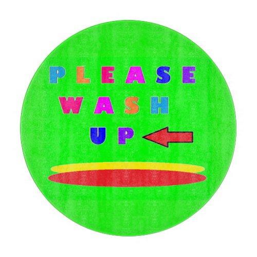 Please wash up design lime green with words cutting board