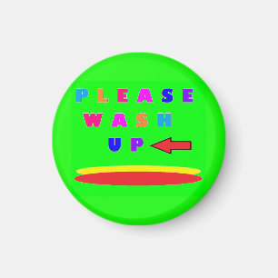 Please wash up design lime green with words magnet