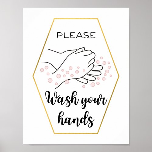 Please Wash Your Hands Bathroom Calligraphy Cute Poster