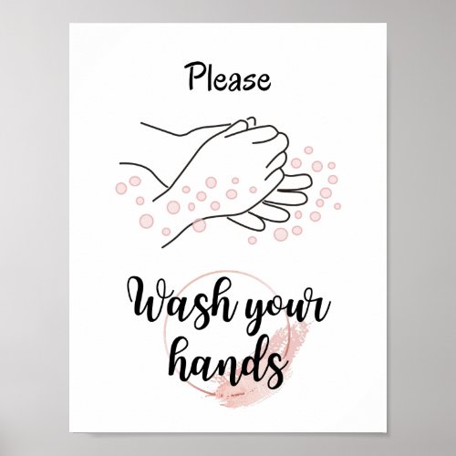 Please Wash Your Hands Bathroom Calligraphy Cute Poster