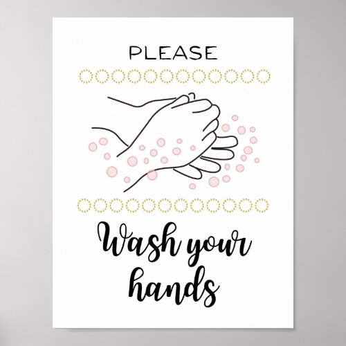 Please Wash Your Hands Bathroom Calligraphy Cute Poster