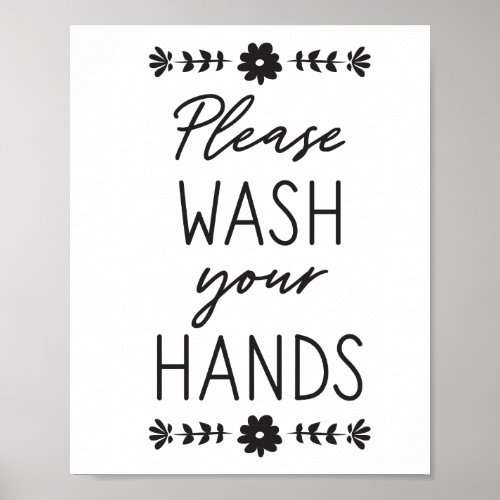 Please Wash Your Hands Black Poster