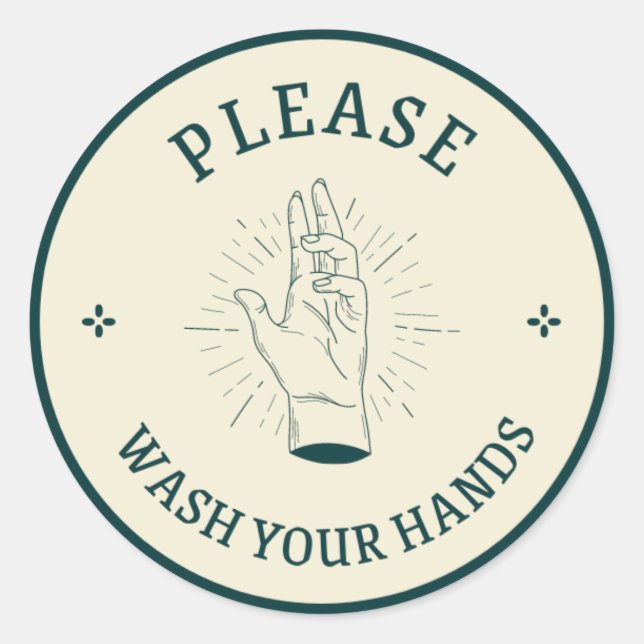 PLEASE  WASH YOUR HANDS CLASSIC ROUND STICKER (Front)