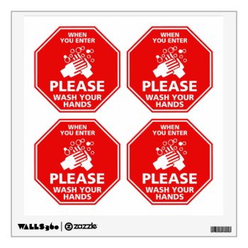Please Wash Your Hands Door Decal Stop Sign Red by HeadBees at Zazzle