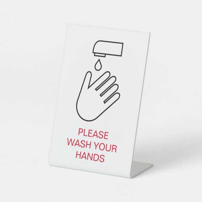 Please Wash Your Hands Notice Hygiene Pedestal Sign (Front)