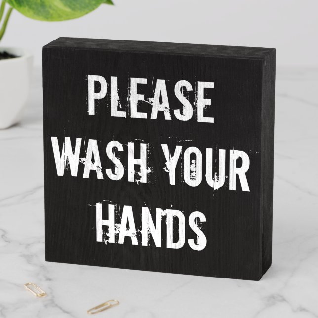 Please Wash Your Hands Sign for Bathroom Counter (In Situ Horizontal)