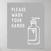 Please Wash Your Hands Soap Minimalist Gray