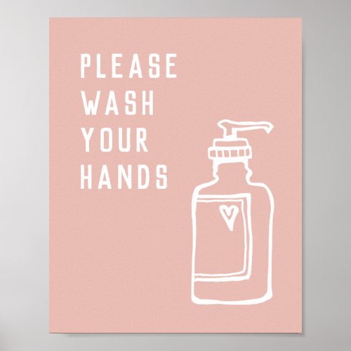 Please Wash Your Hands Soap Minimalist Pink Poster