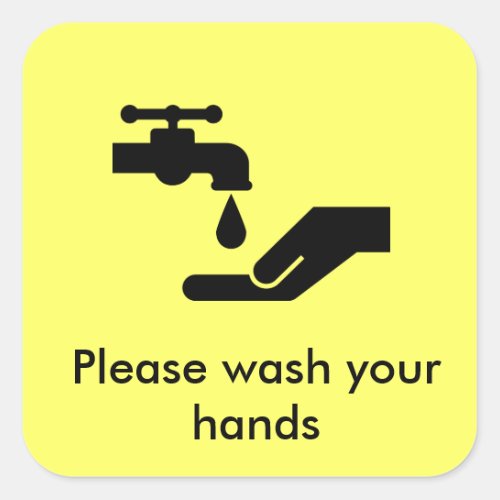 Please wash your hands square sticker