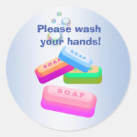 Please Wash Your Hands with Sanitary Soap Stickers