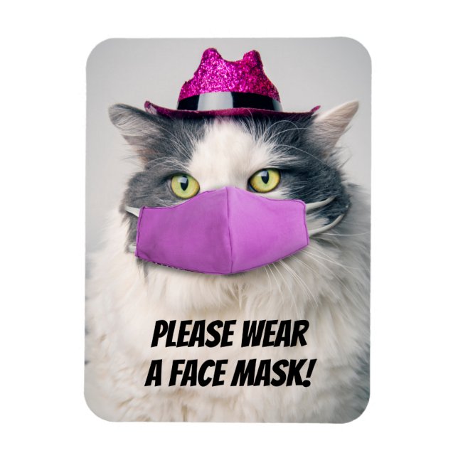 Please Wear a Face Mask Cute Cat Humor Magnet (Vertical)
