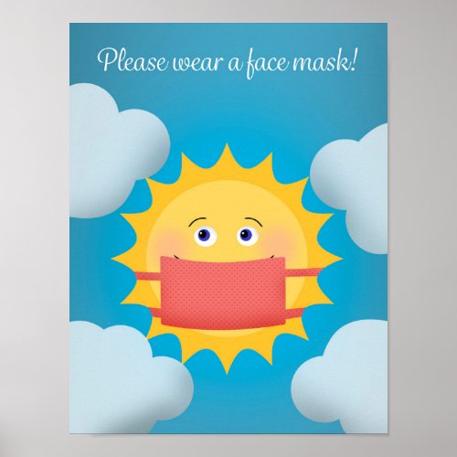 Please Wear a Face Mask Cute Sun Sign