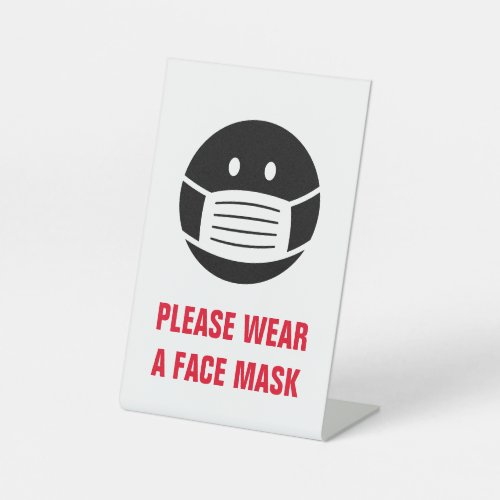 Please wear a face mask icon entrance pedestal sign