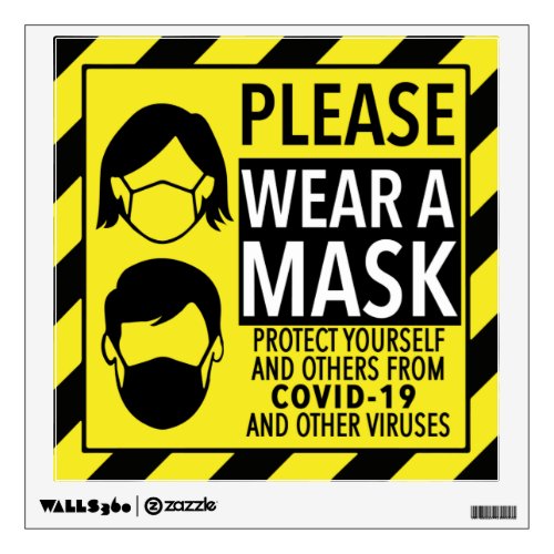 please wear a face mask mandatory required sign wall decal